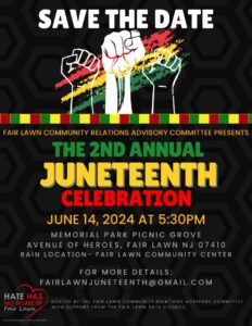 Save the date flyer for the 2nd annual Juneteenth celebration