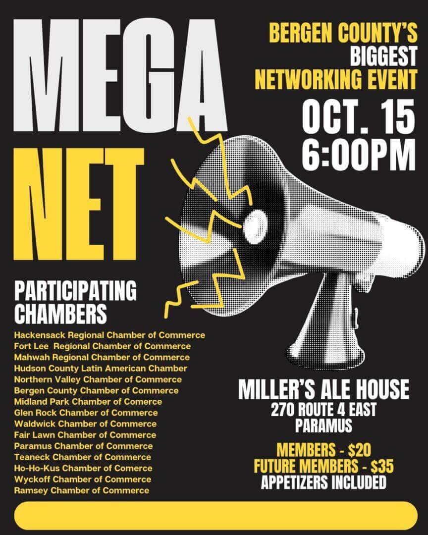 Mega Net networking event flyer for October 15