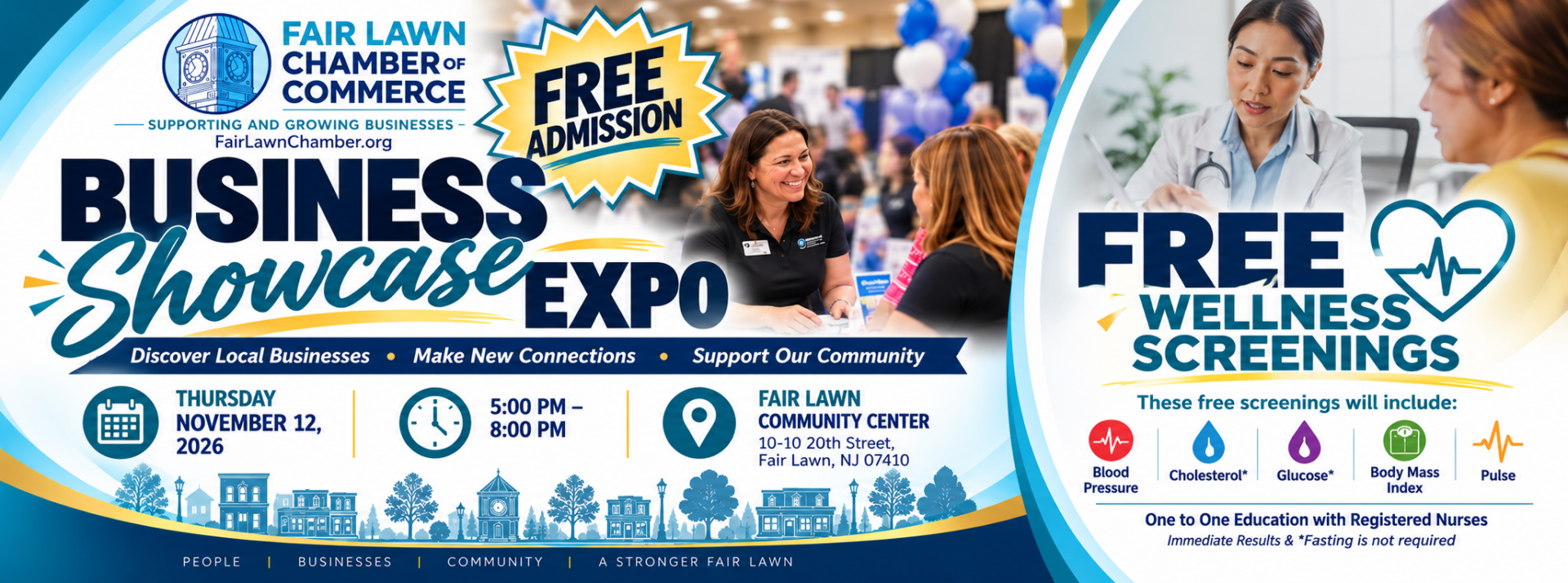 Fair Lawn Business Showcase Expo and free wellness screenings flyer, Nov 12, 2026